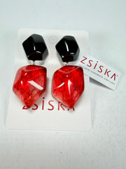 Zsiska - Empress Redd & Black Pendant Resin Earrings ( 8410504REDDQ00 )