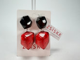 Zsiska - Empress Redd & Black Pendant Resin Earrings ( 8410504REDDQ00 )