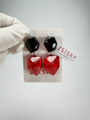 Zsiska - Empress Redd & Black Pendant Resin Earrings ( 8410504REDDQ00 )