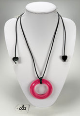 Zsiska - Colourful Statement Hot Pink Donut Pendant Resin Necklace ( 40102249017Q00 )