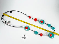 Zsiska - ORI 12 Bead Marbled Turquoise Resin Necklace ( 7430101TURQQ12 )