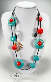 Zsiska - ORI 12 Bead Marbled Turquoise Resin Necklace ( 7430101TURQQ12 )