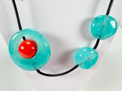 Zsiska - ORI 12 Bead Marbled Turquoise Resin Necklace ( 7430101TURQQ12 )