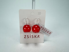 Zsiska - Colourful Beads Short Hook Red Resin Earrings ( 40105039132Q00 )