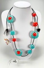 Zsiska - ORI 12 Bead Marbled Turquoise Resin Necklace ( 7430101TURQQ12 )
