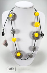 Zsiska - ORI 12 Bead Marbled Grey Resin Necklace ( 7430101GREYQ12 )