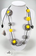 Zsiska - ORI 12 Bead Marbled Grey Resin Necklace ( 7430101GREYQ12 )