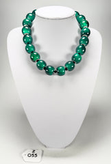 Zsiska - Colourful Beads 20 Bead Marble Emerald Resin Necklace ( 4010117MEMEQ20 )