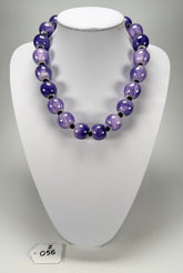 Zsiska - Colourful Beads 20 Bead Marble Purple Resin Necklace ( 4010117MPURQ20 )