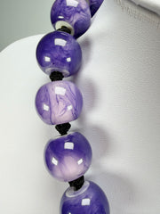 Zsiska - Colourful Beads 20 Bead Marble Purple Resin Necklace ( 4010117MPURQ20 )