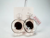 Zsiska - Flora "Prue Leith" Short Hook Black & White Resin Earrings ( P070501BLAKQ00 )