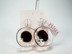 Zsiska - Flora "Prue Leith" Short Hook Black & White Resin Earrings ( P070501BLAKQ00 )