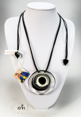 Zsiska - Flora "Prue Leith" Black & White Single Bead Resin Necklace ( P070201FLO1300 )