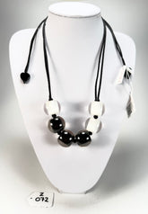 Zsiska - Colourful Beads 6 Bead Black & White Resin Necklace ( 40101200958Q06 )