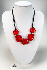 Zsiska - Gemma 5 Bead Red Resin Necklace ( 3450101REDDQ05 )