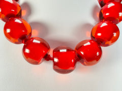 Zsiska - Colourful Beads 16 Large Bead Red Resin Necklace ( 0000000000 )