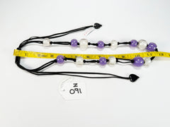 Zsiska - Colourful Beads 14 Medium Bead Purple & Silver Resin Necklace ( 40101440955Q14 )