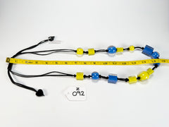 Zsiska - Colourful Beads & Cubes 14 Medium Bead Yellow & Blue Resin Necklace ( 60101230933Q14 )