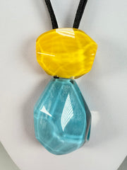 Zsiska - Rock Candy Yellow & Turquoise 2 Bead Resin Necklace ( P210201ROC3Q00 )