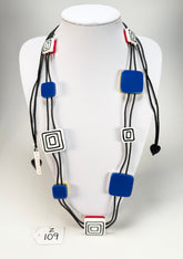 Zsiska - Vertigo Blue 9 Bead Reversible Resin Necklace ( 3440101BLUEQ09 )