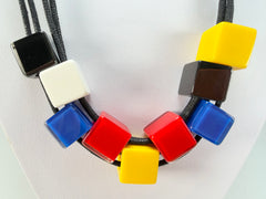 Zsiska - Cubist Mix Coloured Cube Resin Necklace ( 3420101CUB1Q11 )