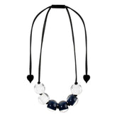 Zsiska - Colourful Beads 6 Bead Black & White Resin Necklace ( 40101200958Q06 )