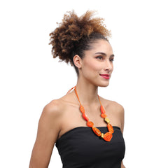 Zsiska - Pyrite "Prue Leith" Orange with Gold Flakes Resin Necklace ( P200101ORANQ10 )