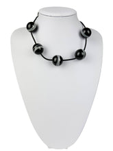 Jackie Brazil "Bar Code" Small Black & White Balls On Cord Resin Necklace ( N2230 )