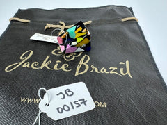 Jackie Brazil "Carre" Art Deco Square Top Resin Ring ( R3082 ) Size UK _ / USA _