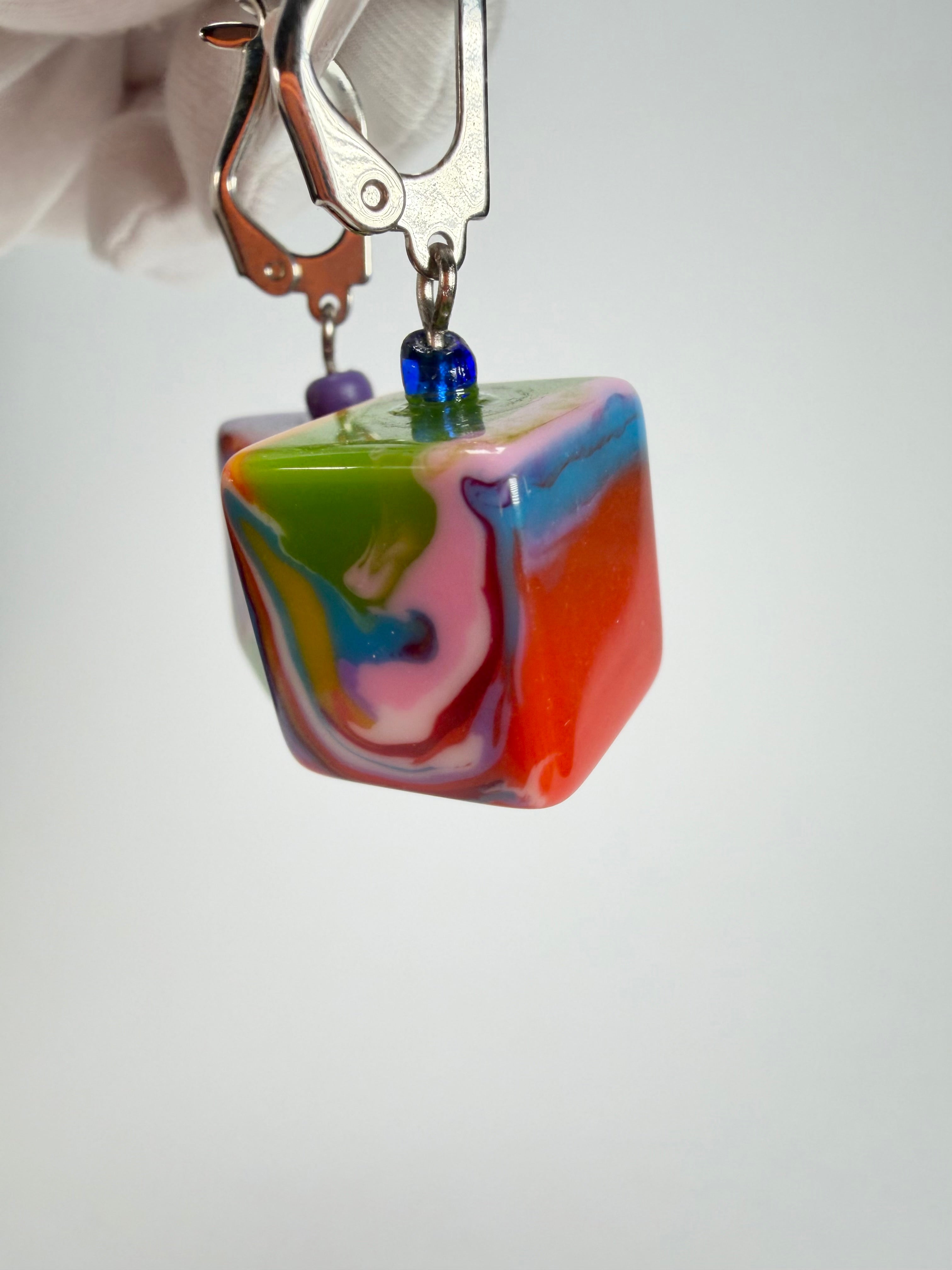 Jackie Brazil "Liquorice Cube" Kandinsky Allsorts Resin Earrings ( E0126 )