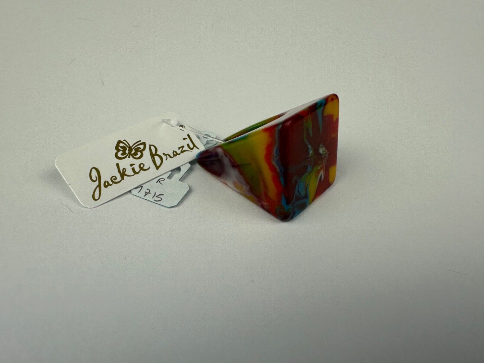 Jackie Brazil "Kandinsky" Large Square Resin Ring ( R1715 ) Size UK Q / USA 8