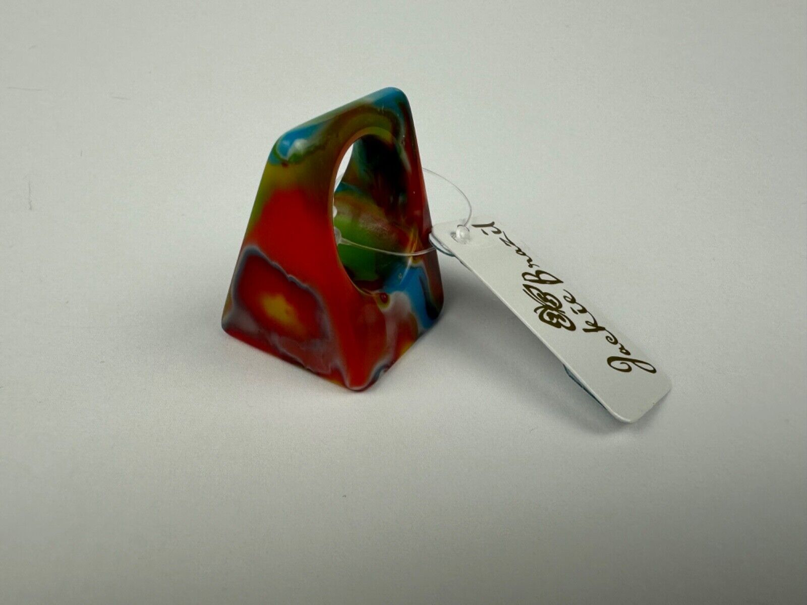 Jackie Brazil "Kandinsky" Large Square Resin Ring ( R1715 ) Size UK Q / USA 8