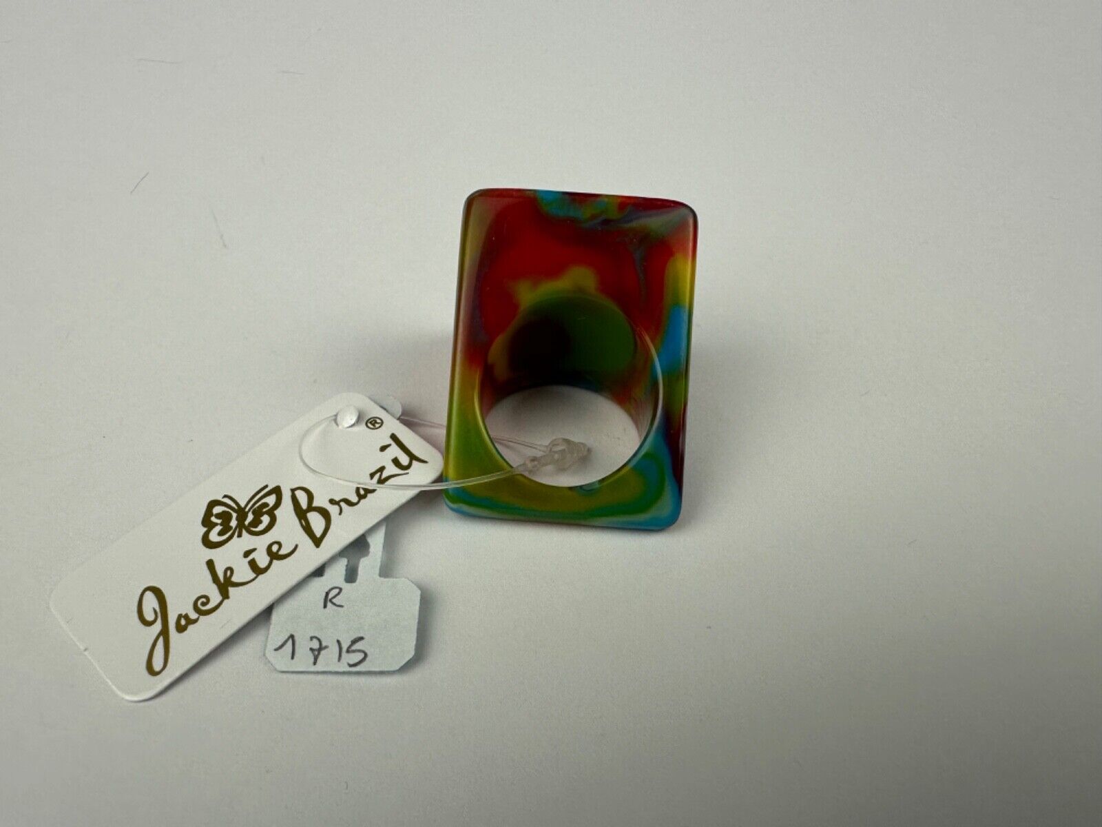 Jackie Brazil "Kandinsky" Large Square Resin Ring ( R1715 ) Size UK Q / USA 8