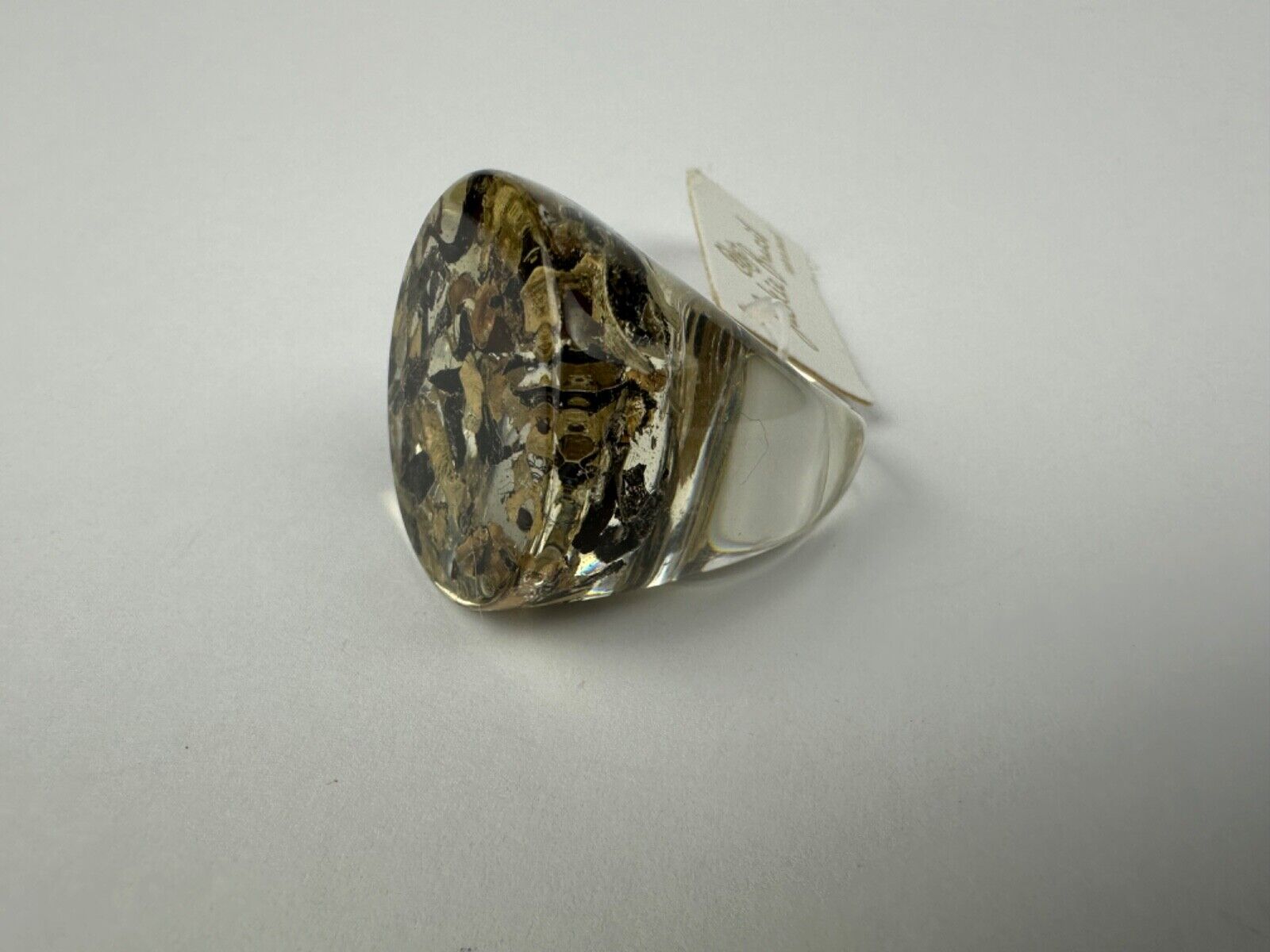 Jackie Brazil "Stomp" Large Round Seaweed Resin Ring ( R0360 ) Size UK O / US 7