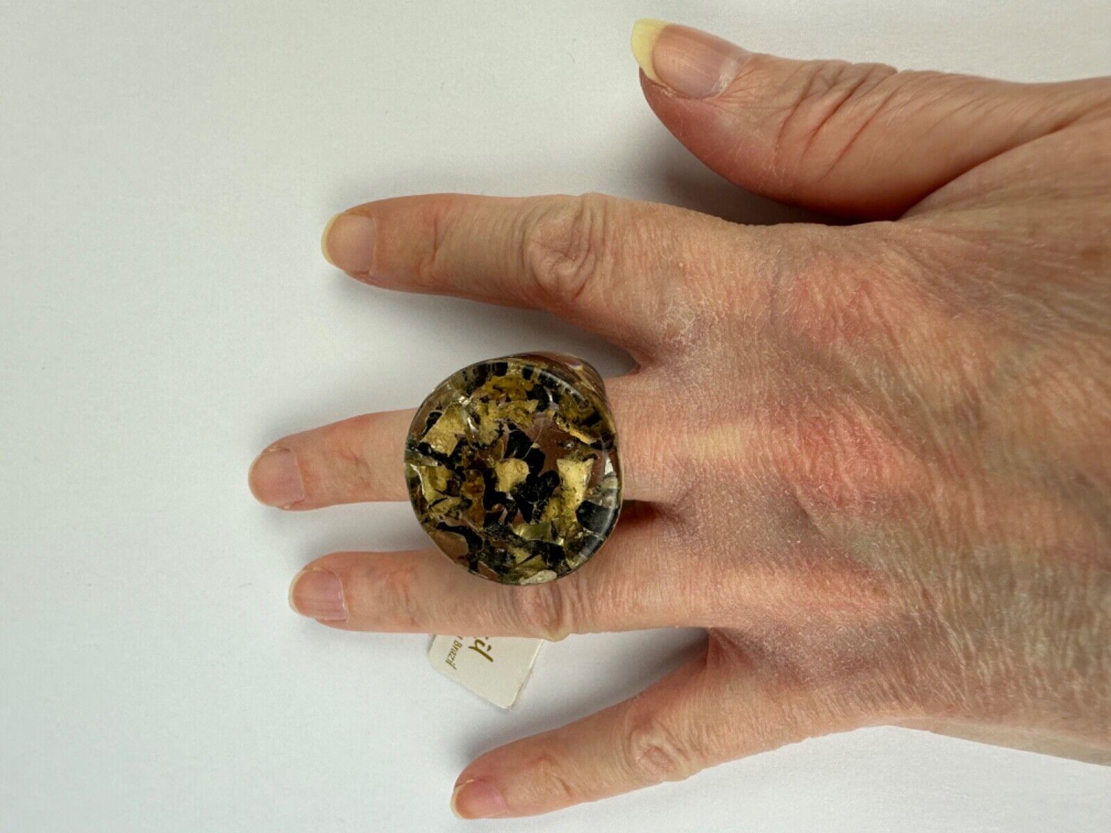 Jackie Brazil "Stomp" Large Round Seaweed Resin Ring ( R0360 ) Size UK O / US 7