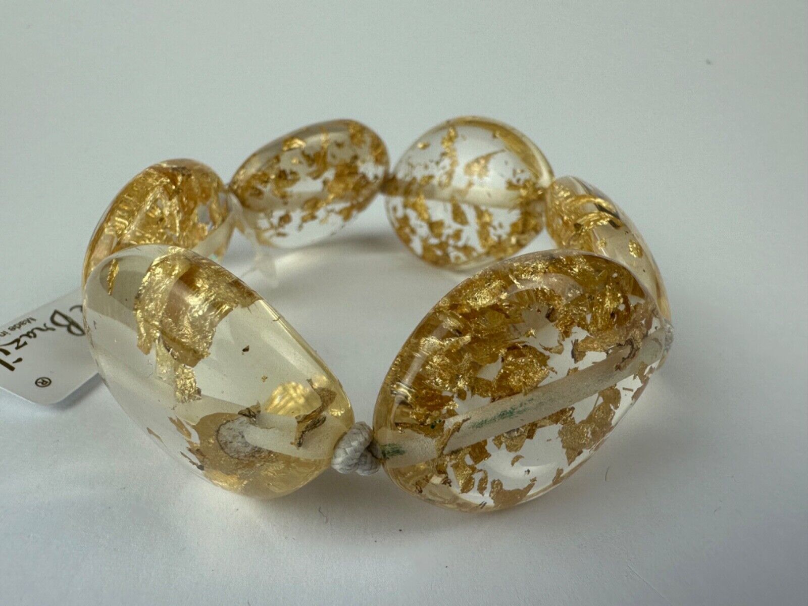 Jackie Brazil "Kathy" Gold Flakes Small Riverstones Bracelet ( B0800 )