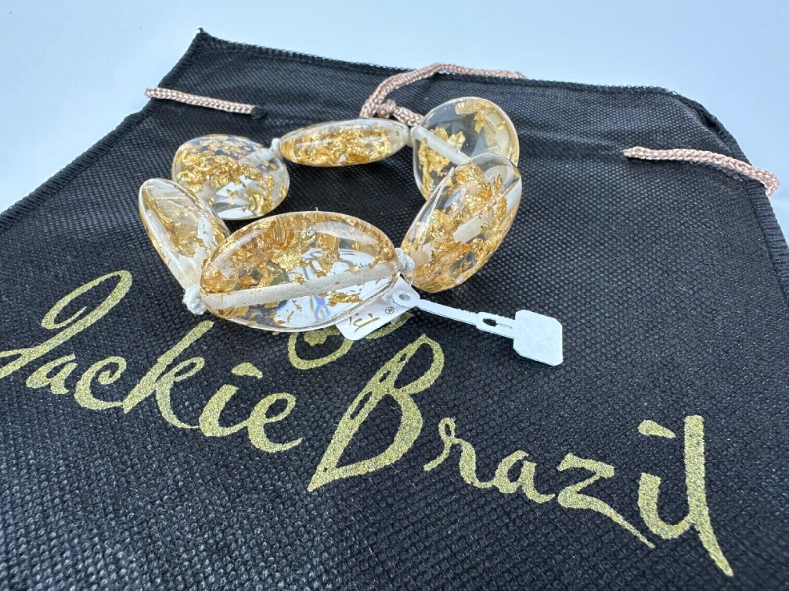 Jackie Brazil "Kathy" Gold Flakes Small Riverstones Bracelet ( B0800 )