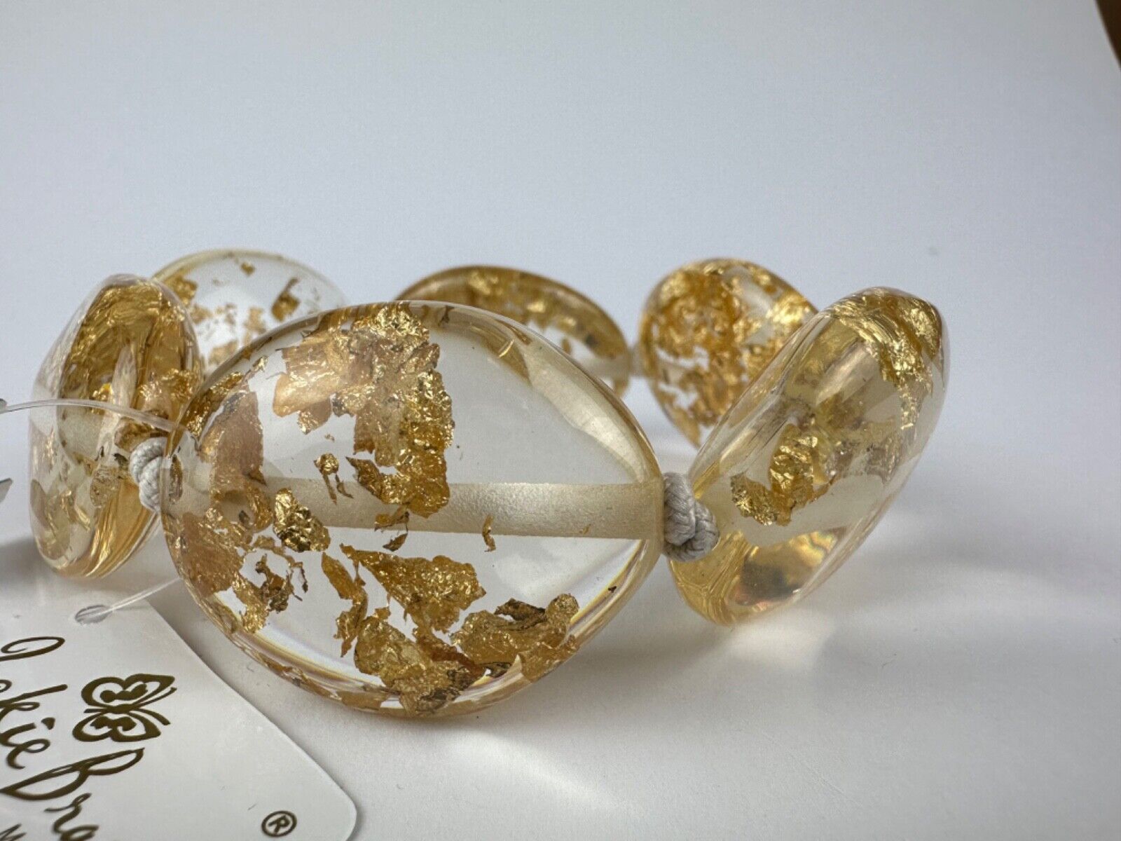 Jackie Brazil "Kathy" Gold Flakes Small Riverstones Bracelet ( B0800 )