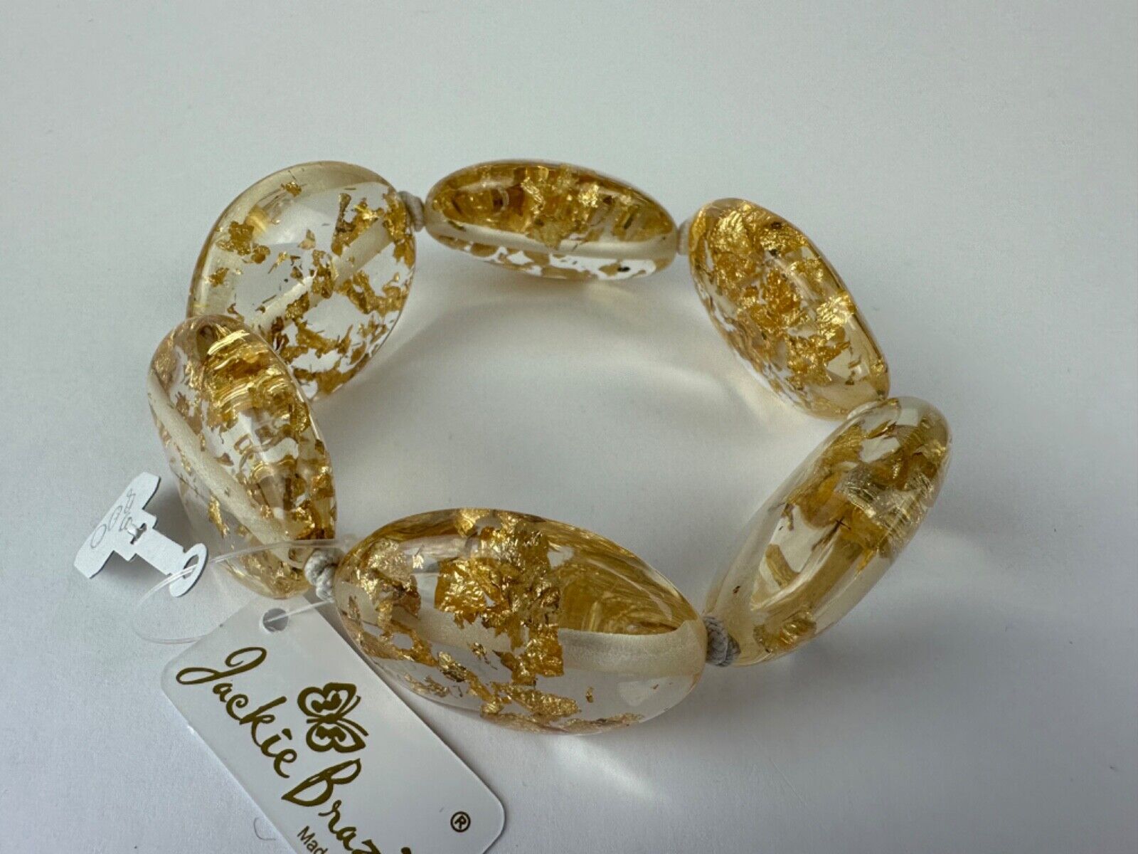 Jackie Brazil "Kathy" Gold Flakes Small Riverstones Bracelet ( B0800 )