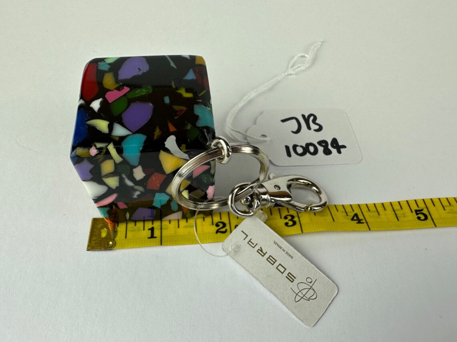 Jackie Brazil "Rubic" Art Deco Large Square Resin Keyring ( K3094 )