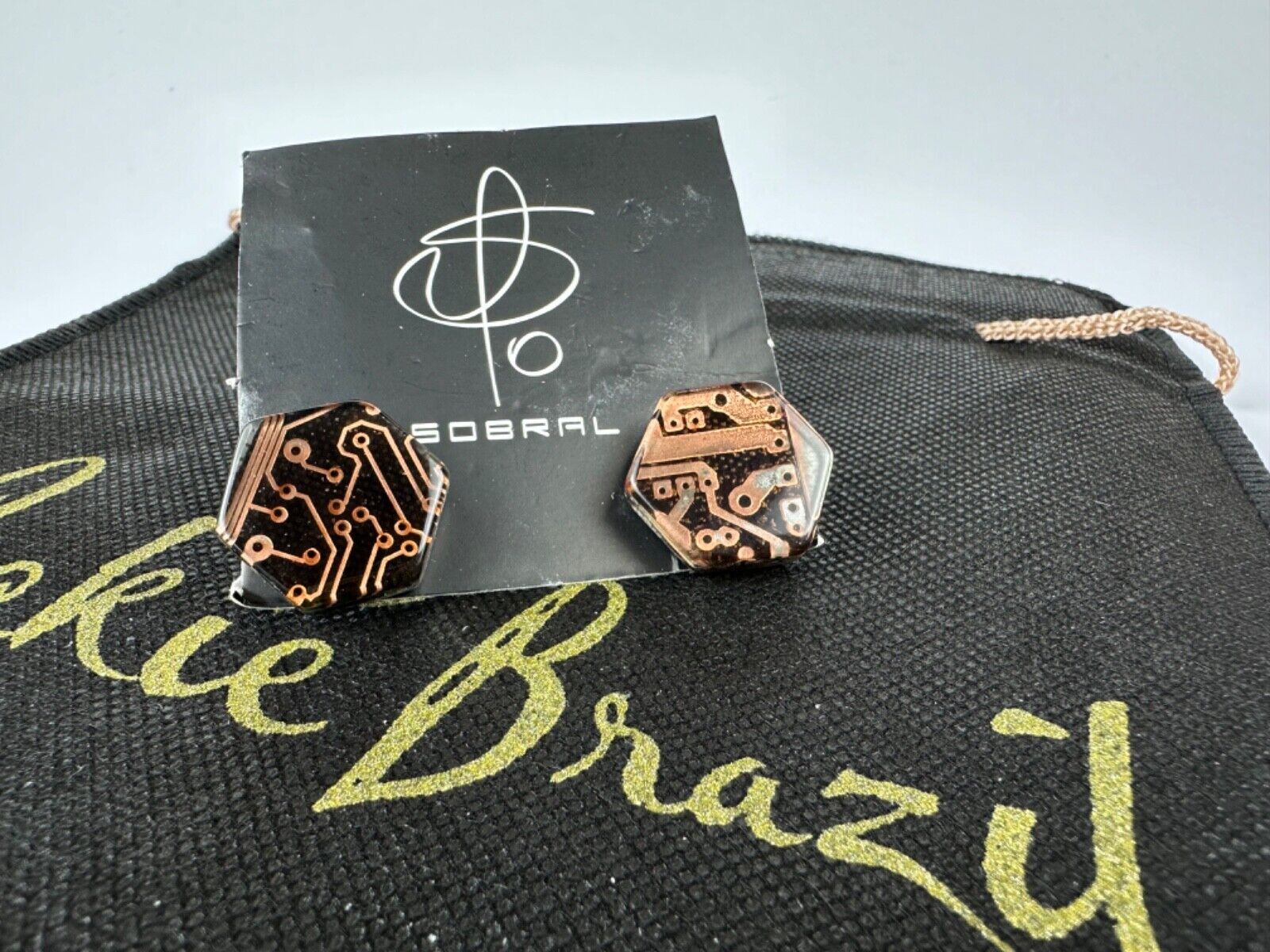 Jackie Brazil "Ming" Flash Digital Hexagon Resin Earrings ( E3214 )