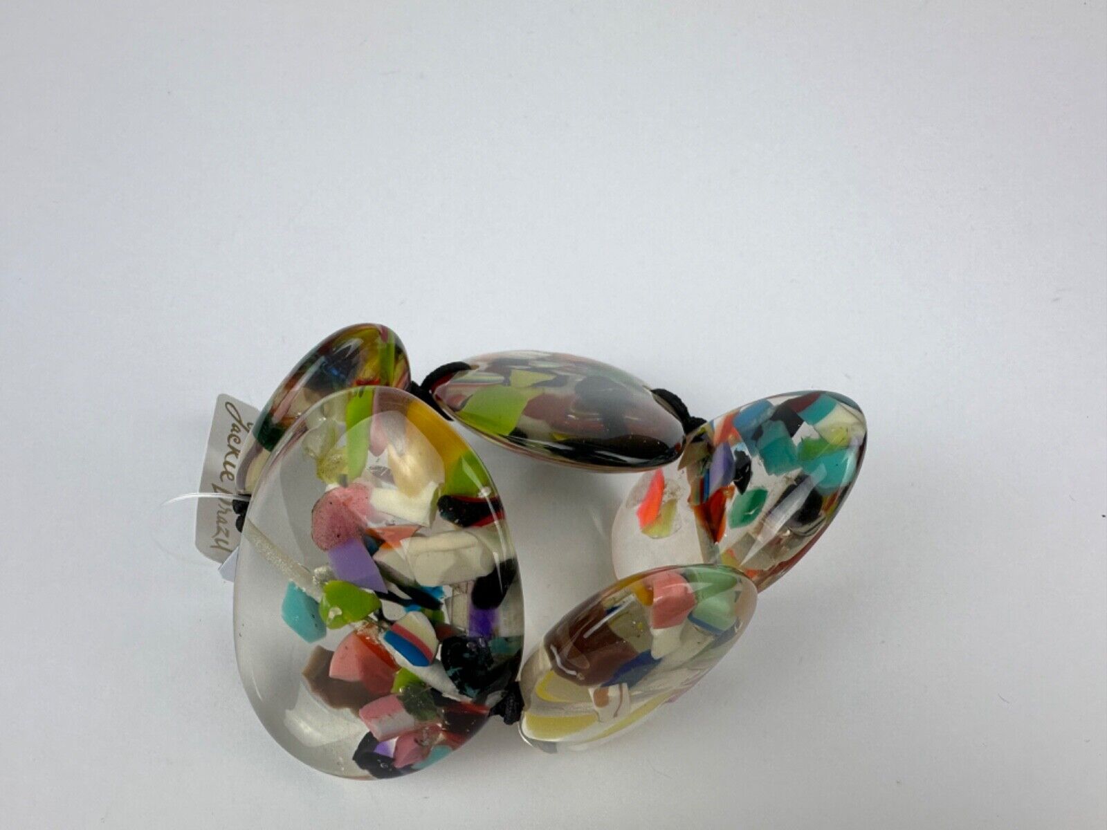 Jackie Brazil "Riverstones" Cascade Large Flat Stones On Elastic Bracelet ( B3716 )