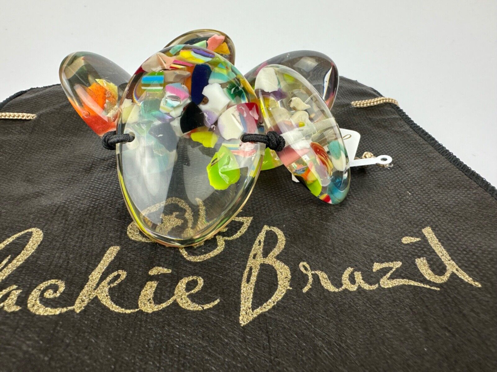 Jackie Brazil "Riverstones" Cascade Large Flat Stones On Elastic Bracelet ( B3716 )