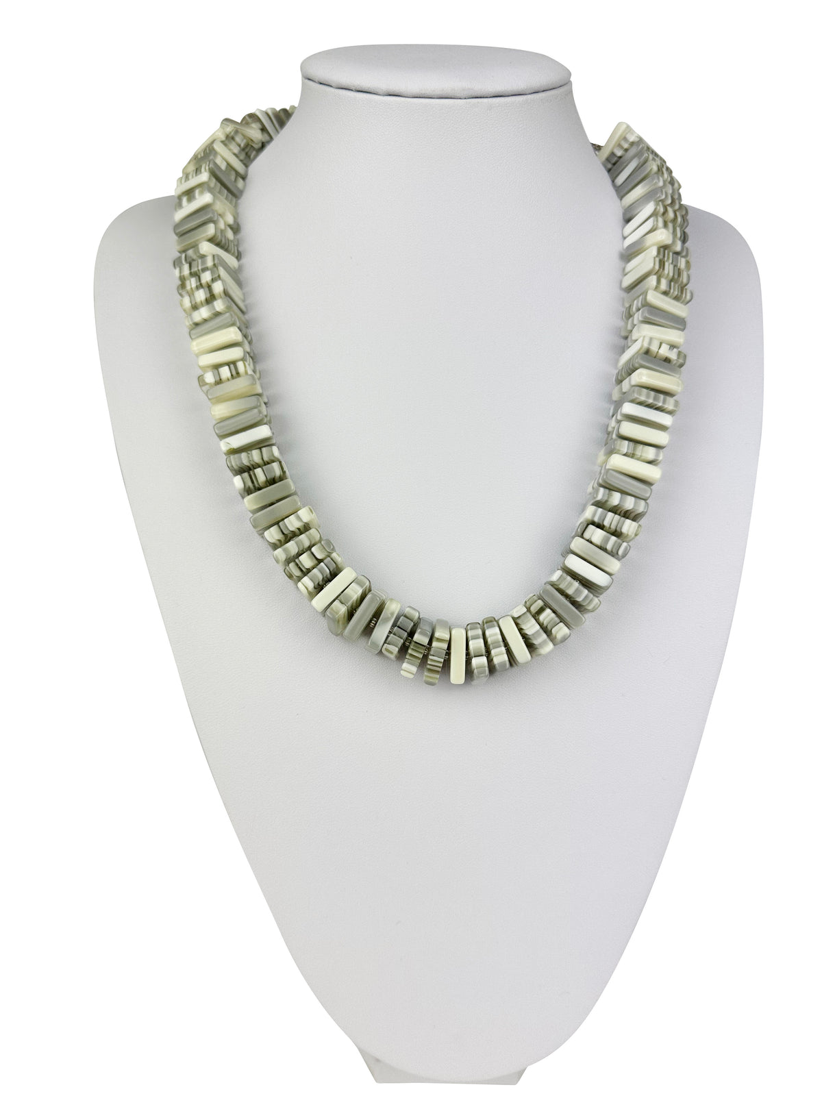 Jackie Brazil "Patricia" Liquorice Squares & Beads Spring Cream Mix 55cm Necklace ( N0025 )