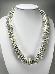 Jackie Brazil "Patricia" Liquorice Squares & Beads Spring Cream Mix 55cm Necklace ( N0025 )