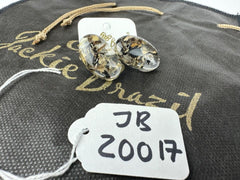 Jackie Brazil "Oval" Seaweed Single Stone Pendant Stud Resin Earrings ( E3608 )