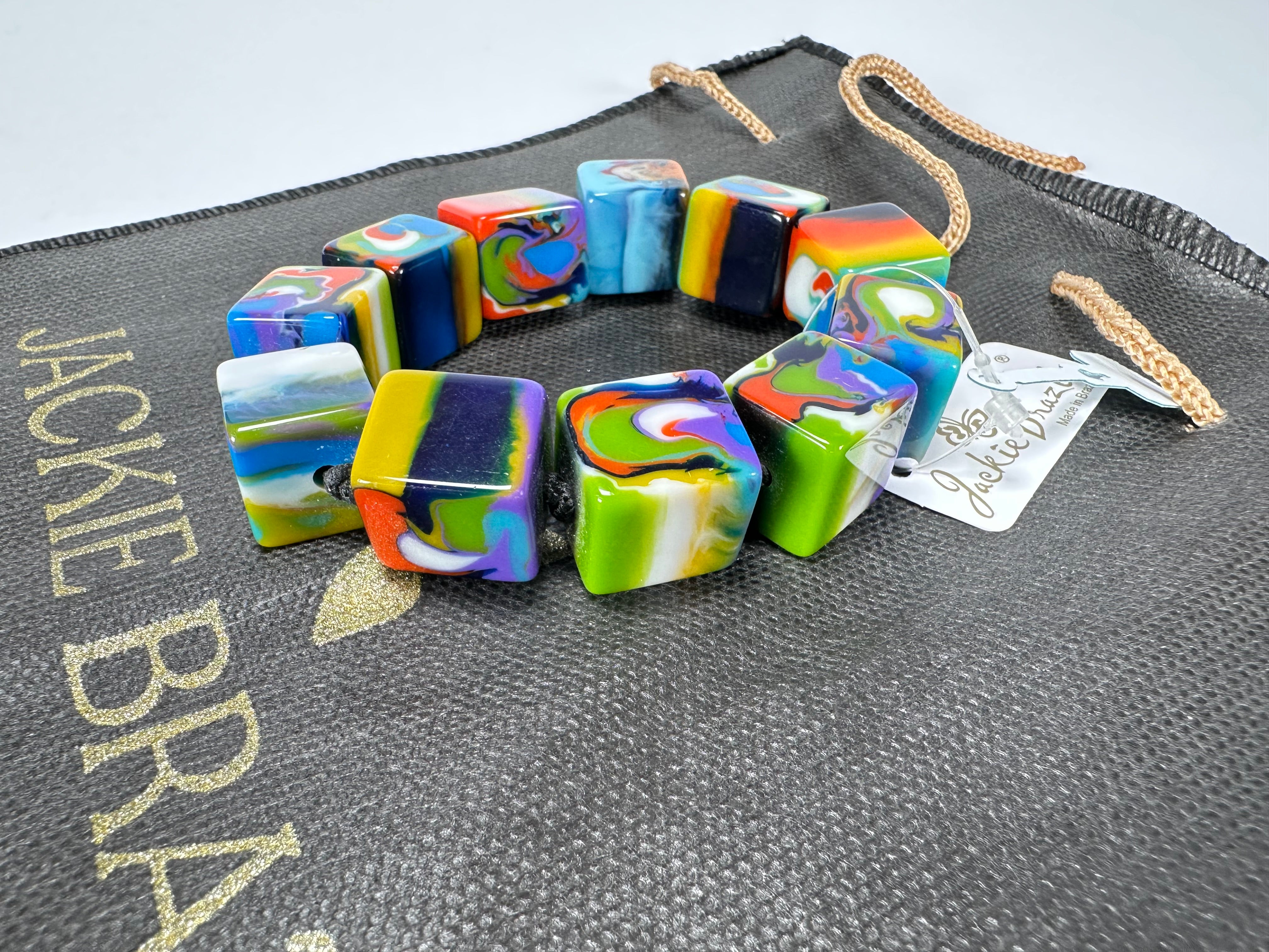 Jackie Brazil "Kandinsky" Liquorice Small Cubes Bracelet ( B0224 )