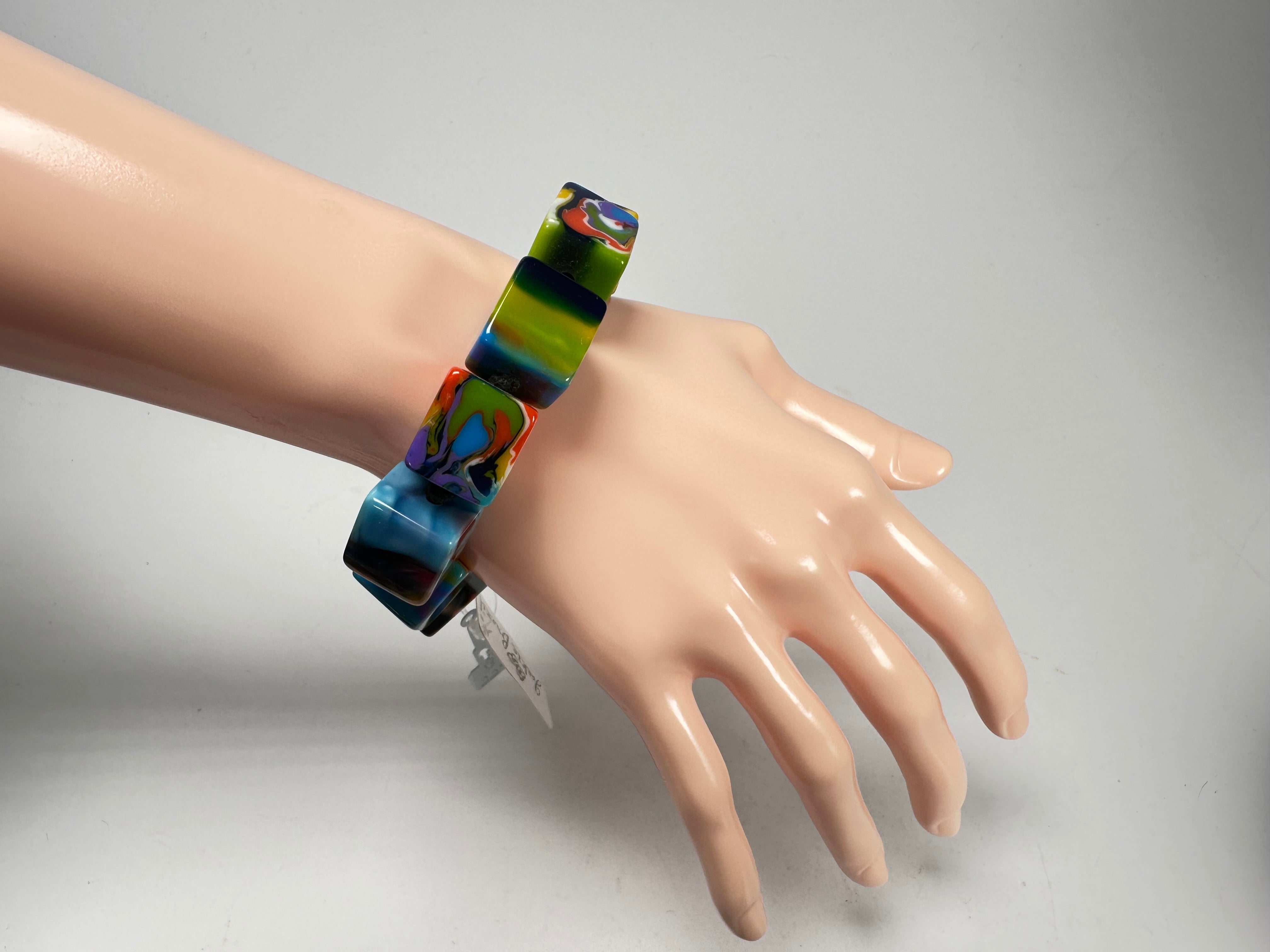 Jackie Brazil "Kandinsky" Liquorice Small Cubes Bracelet ( B0224 )