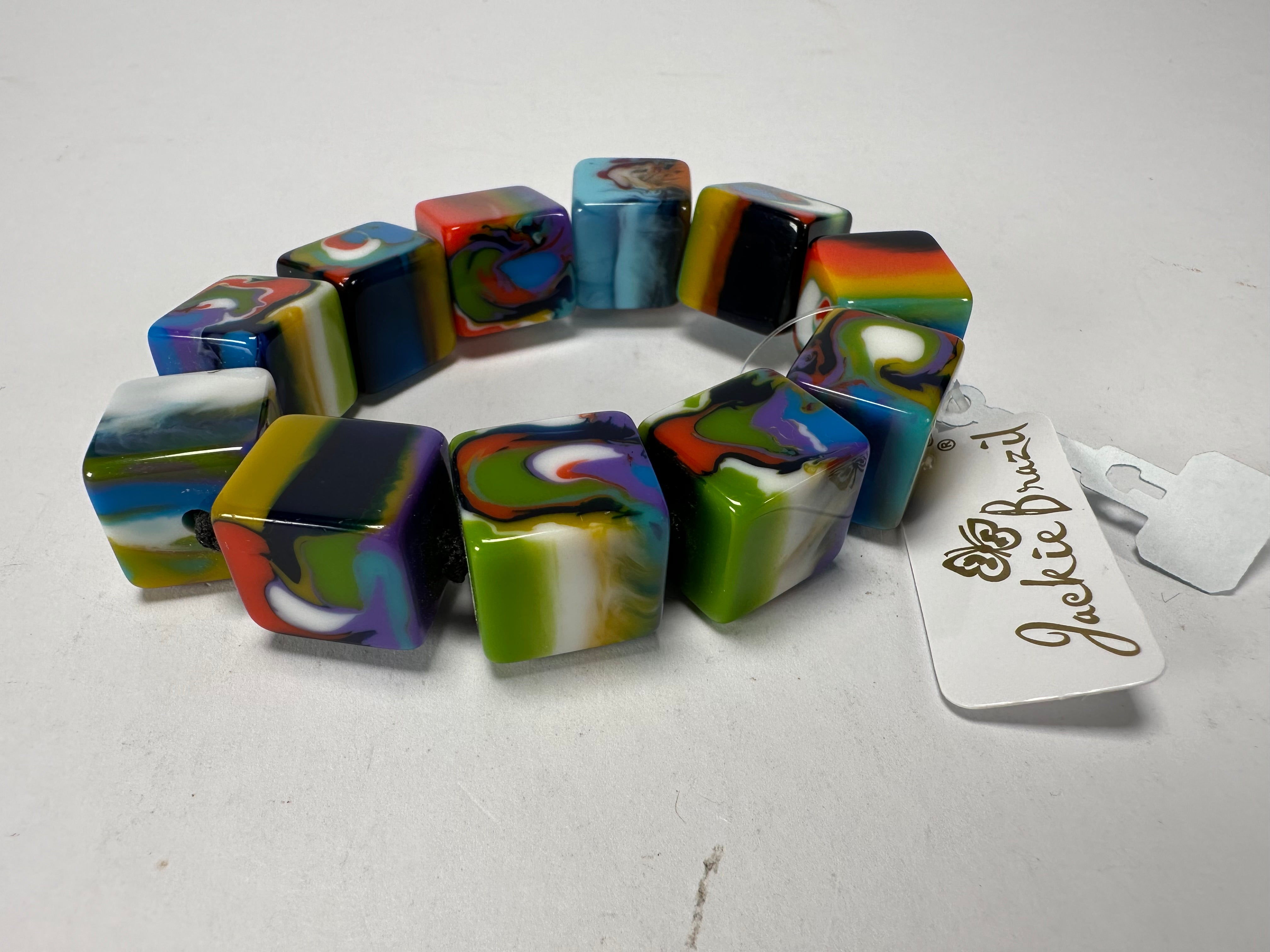 Jackie Brazil "Kandinsky" Liquorice Small Cubes Bracelet ( B0224 )