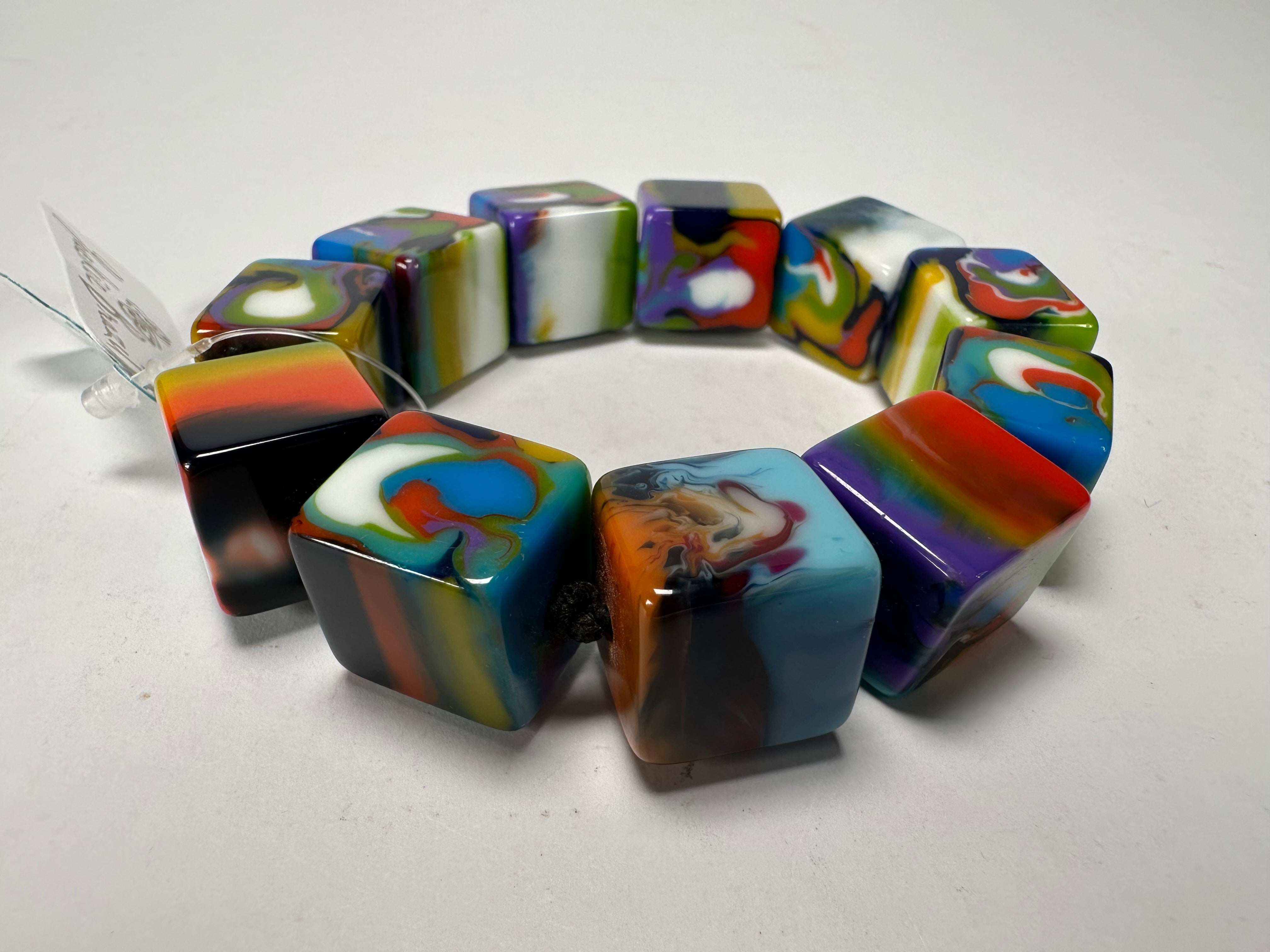 Jackie Brazil "Kandinsky" Liquorice Small Cubes Bracelet ( B0224 )